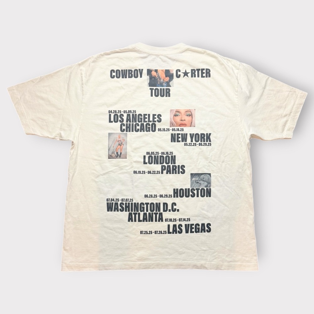 Beyonce Cowboy Carter Tour 2025 T-Shirt XL Cream Graphic Concert Tee CCT2025